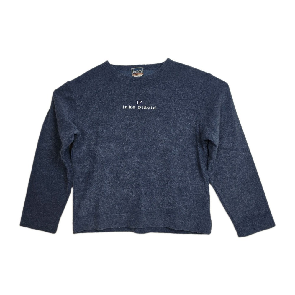 VTG Fundy Lake Placid Sweatshirt Men's Size XL Blue Embroidered Round Neck
